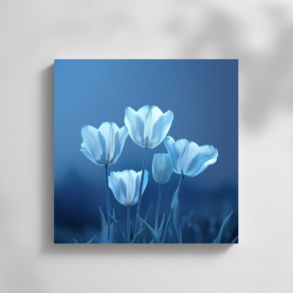 White Tulips Triumph on Blue Screen: Blue Screen Tulips 2