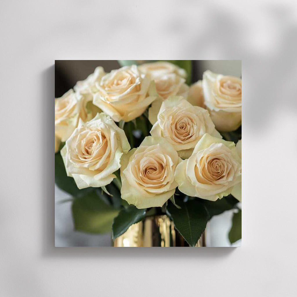 Bouquet of cream roses 'David Austin': Tenderness of nature on the wall