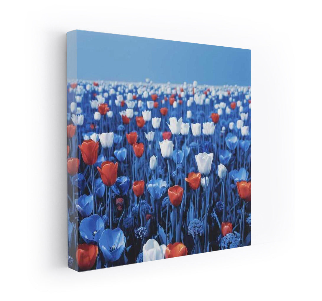 Spring Darwin Tulips on Blue Background