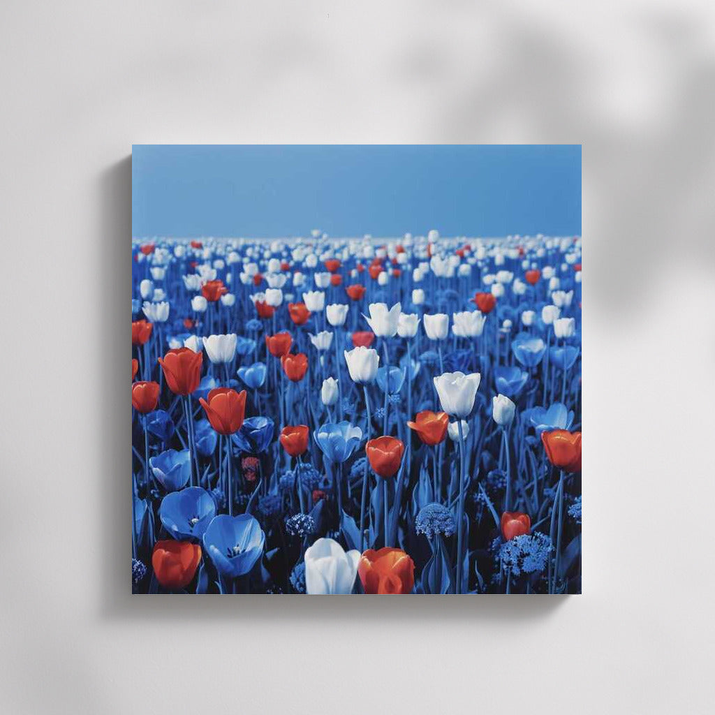 Spring Darwin Tulips on Blue Background