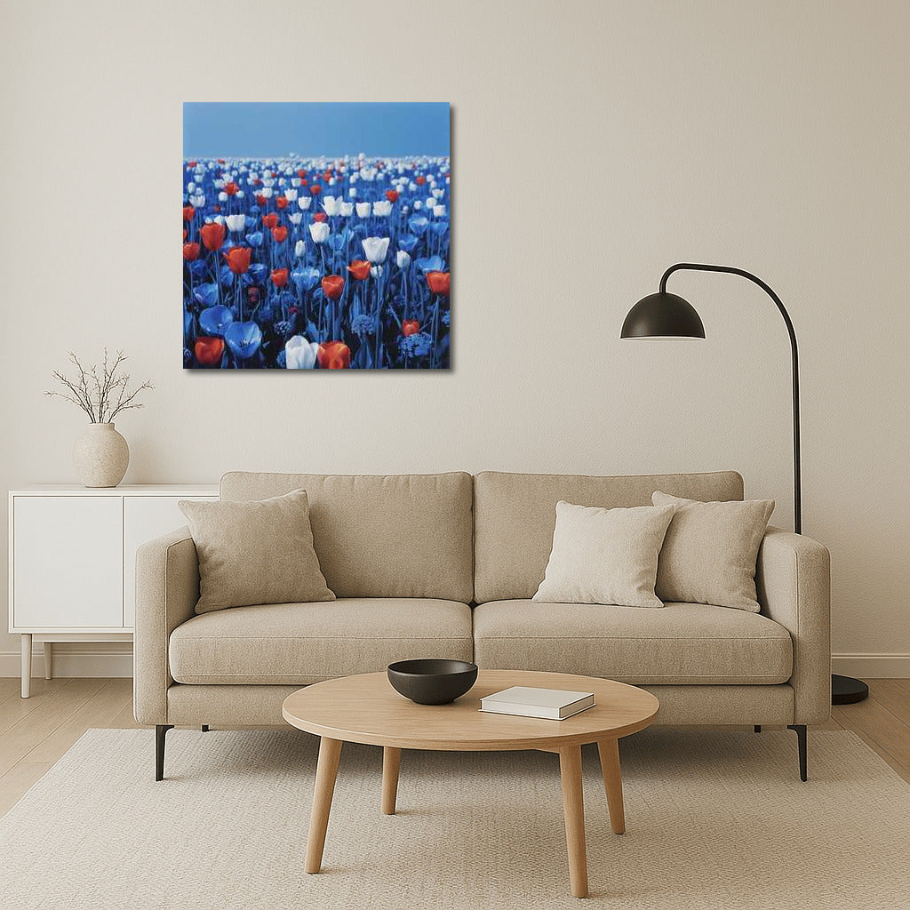 Spring Darwin Tulips on Blue Background