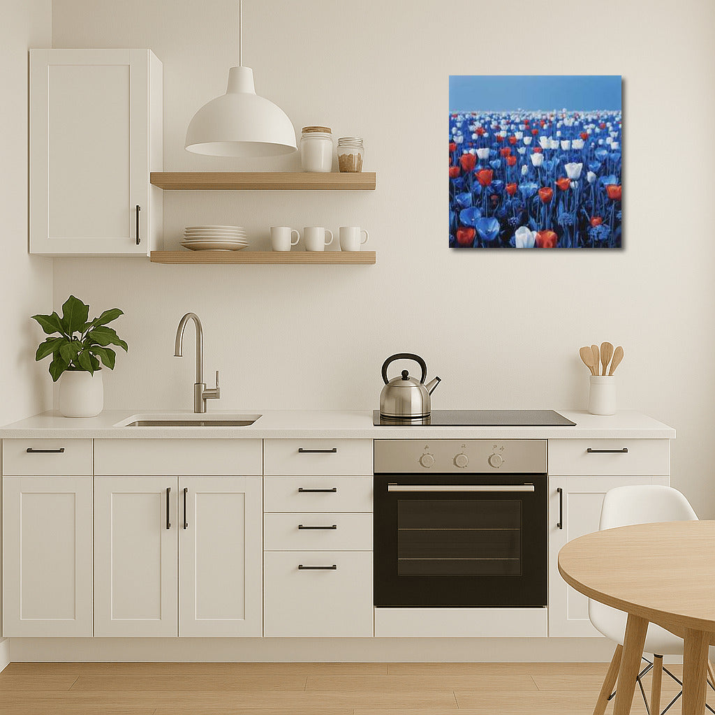 Spring Darwin Tulips on Blue Background