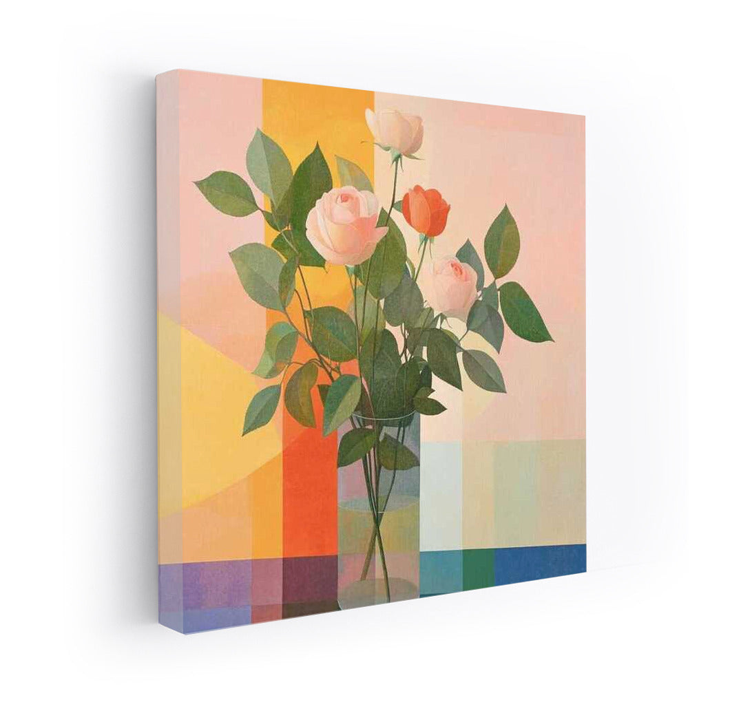 Elegant Bouquet of Tea Roses in a Vase: Floral Symphony for the Interior