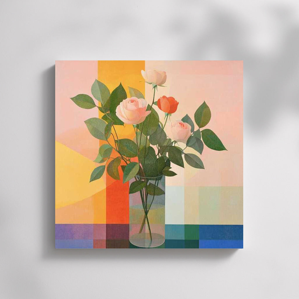 Elegant Bouquet of Tea Roses in a Vase: Floral Symphony for the Interior