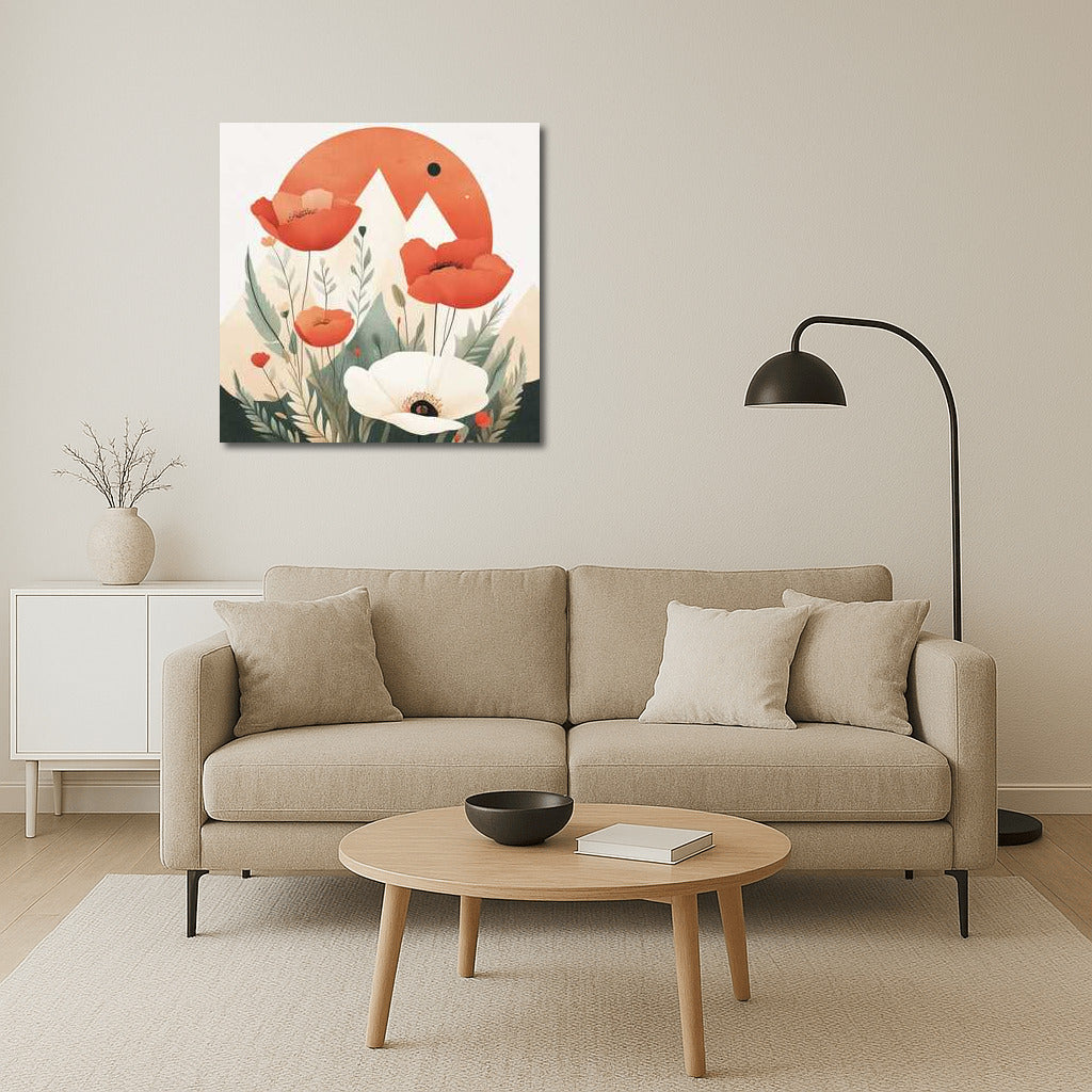 Vibrant Bouquet of Poppies: Elegant Red and White Papavers