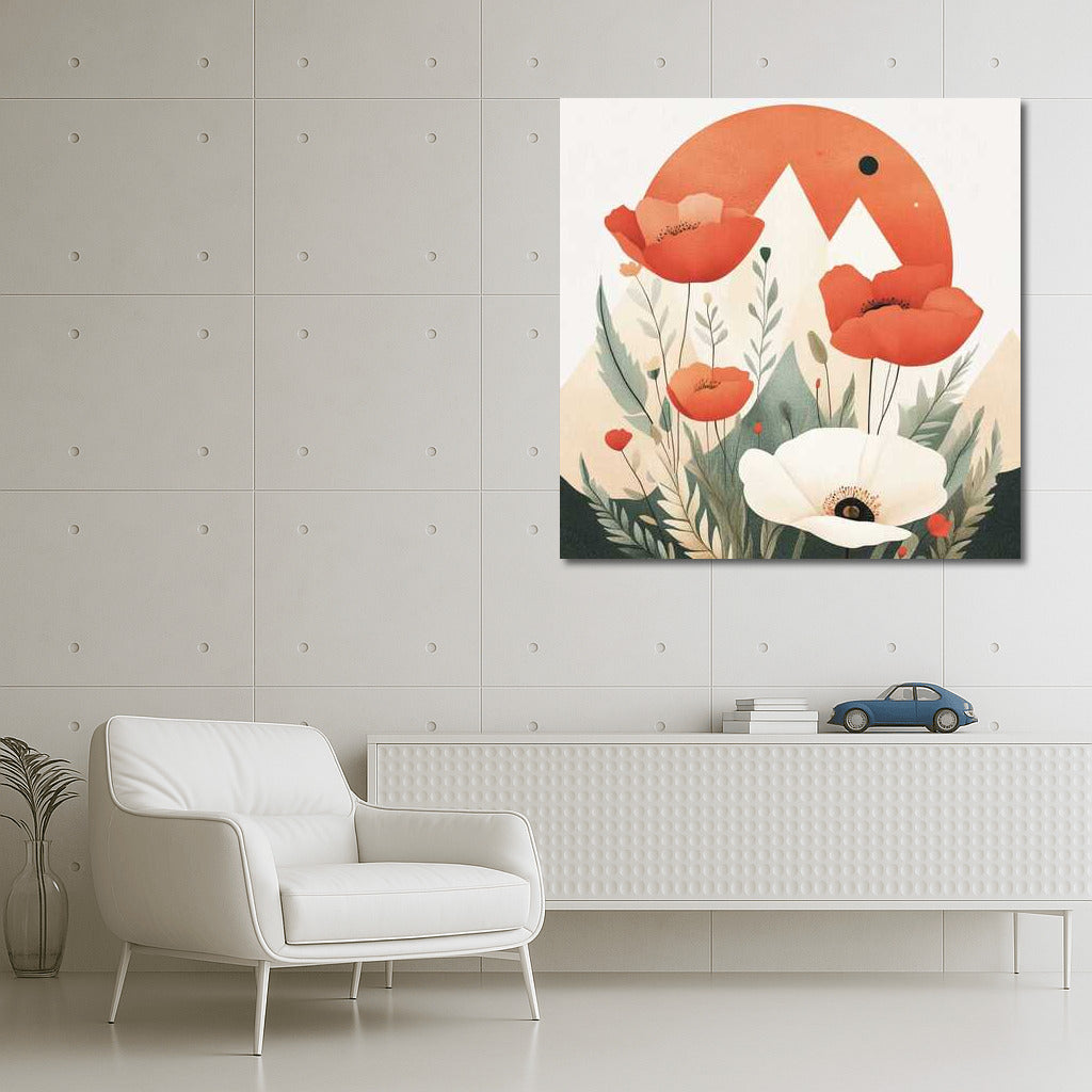Vibrant Bouquet of Poppies: Elegant Red and White Papavers