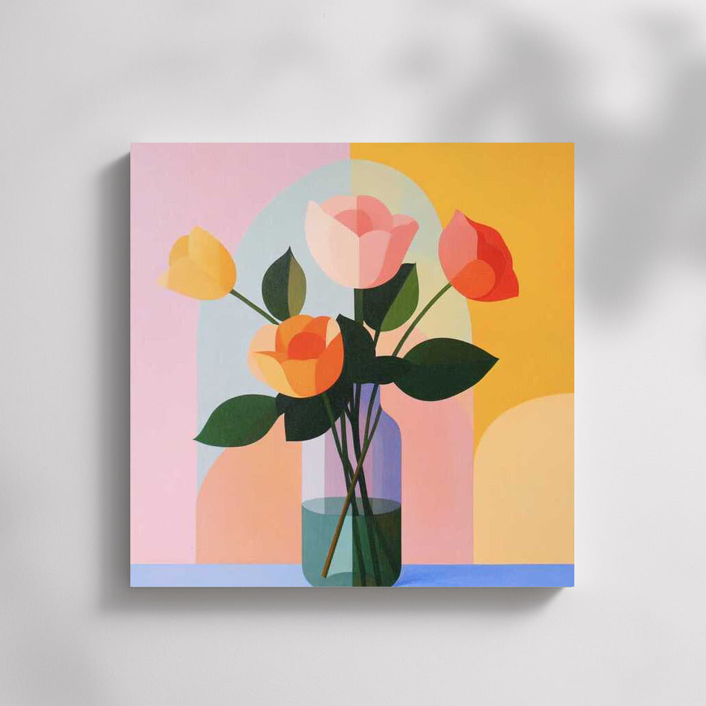 Bright Bouquet of Roses 'Grandiflora' in a Vase