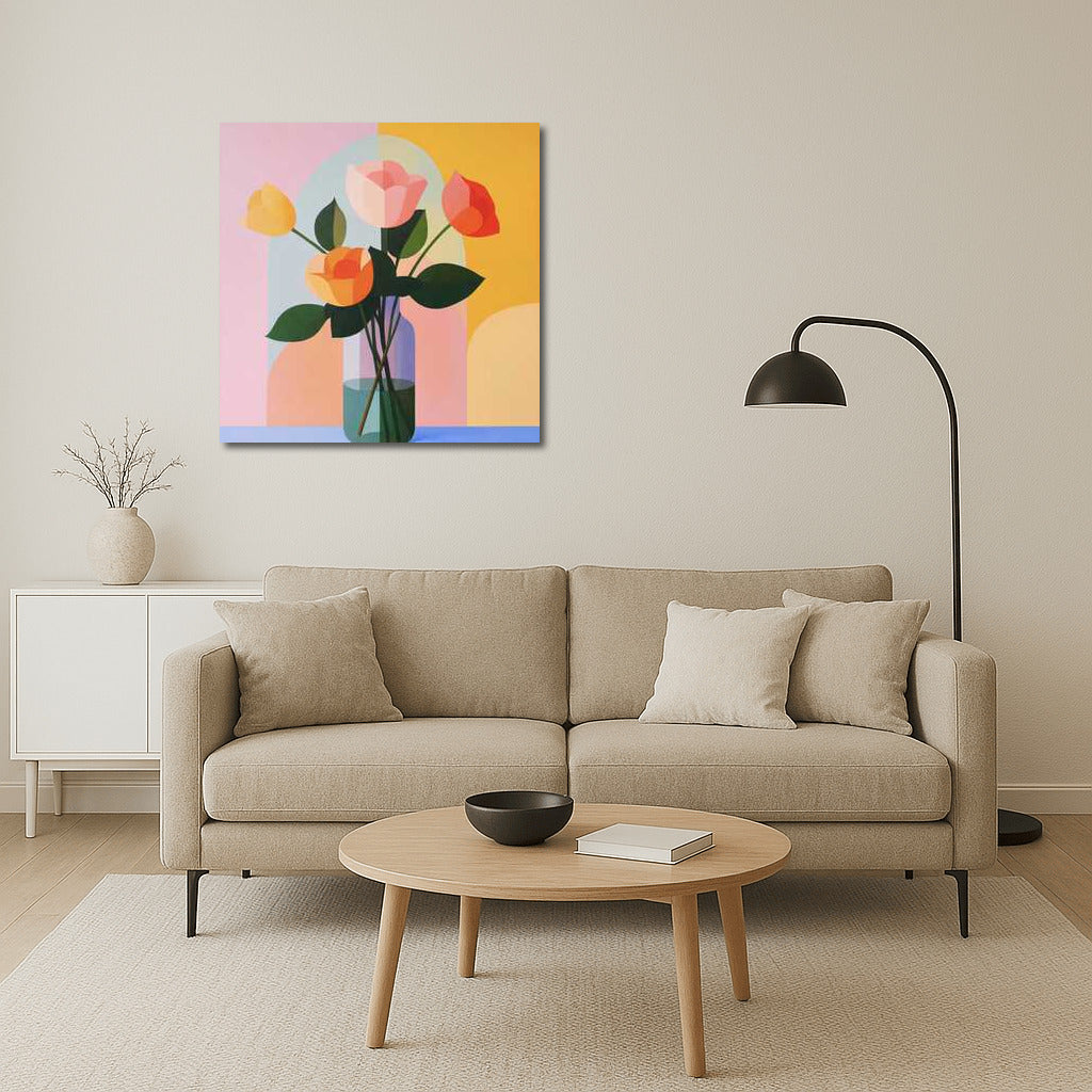 Bright Bouquet of Roses 'Grandiflora' in a Vase