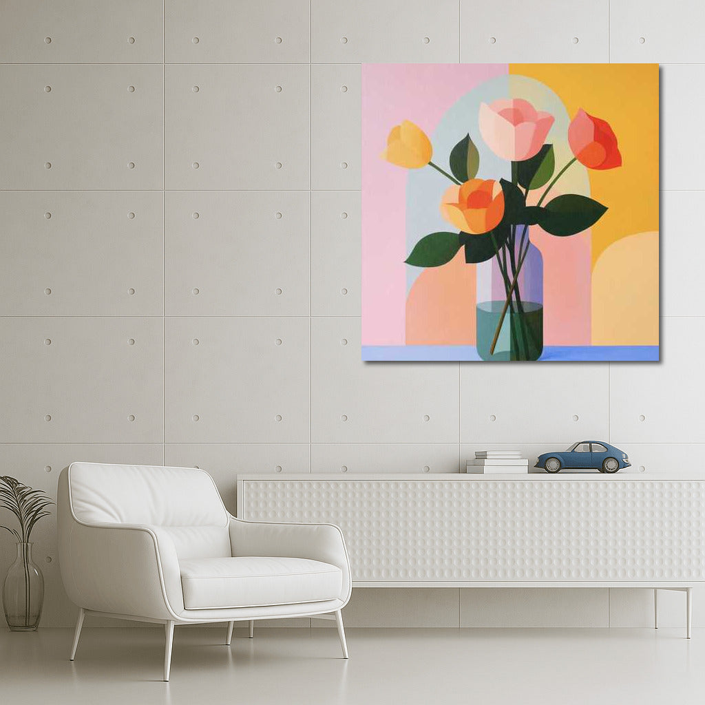 Bright Bouquet of Roses 'Grandiflora' in a Vase