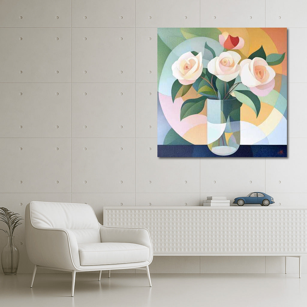 Modern Rose Bouquet in Vase: Delicate Flowers for Interior