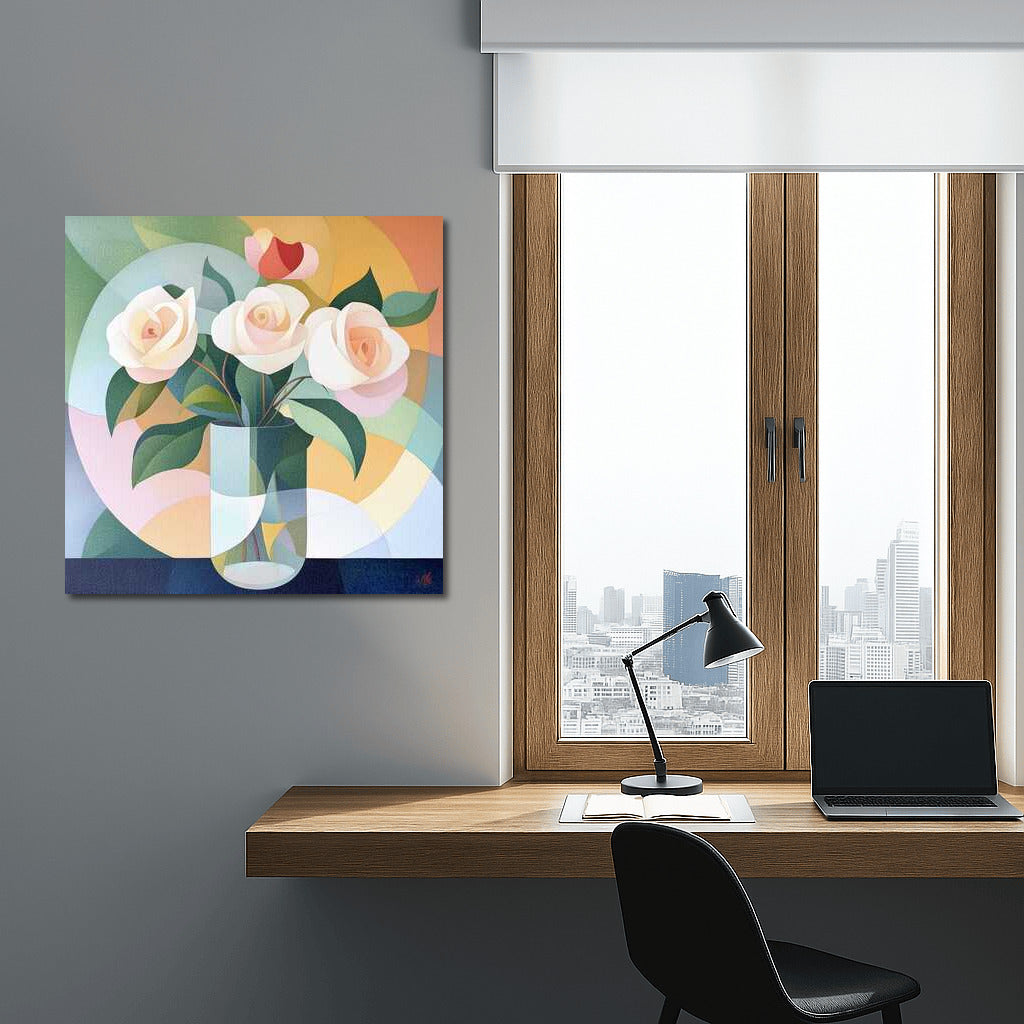 Modern Rose Bouquet in Vase: Delicate Flowers for Interior