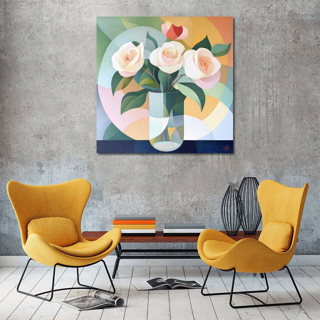 Modern Rose Bouquet in Vase: Delicate Flowers for Interior