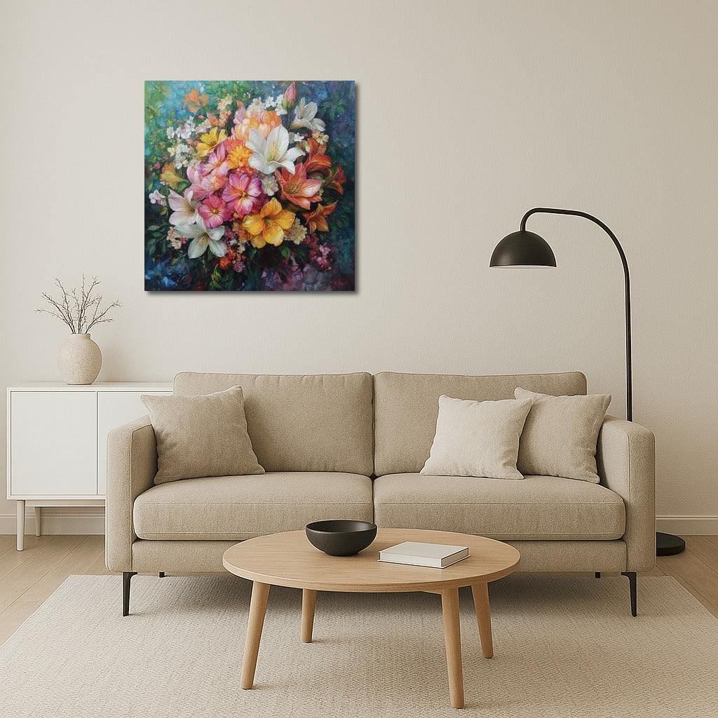 Floral Perfection: Lilies and Peonies in a Bouquet Peint 4