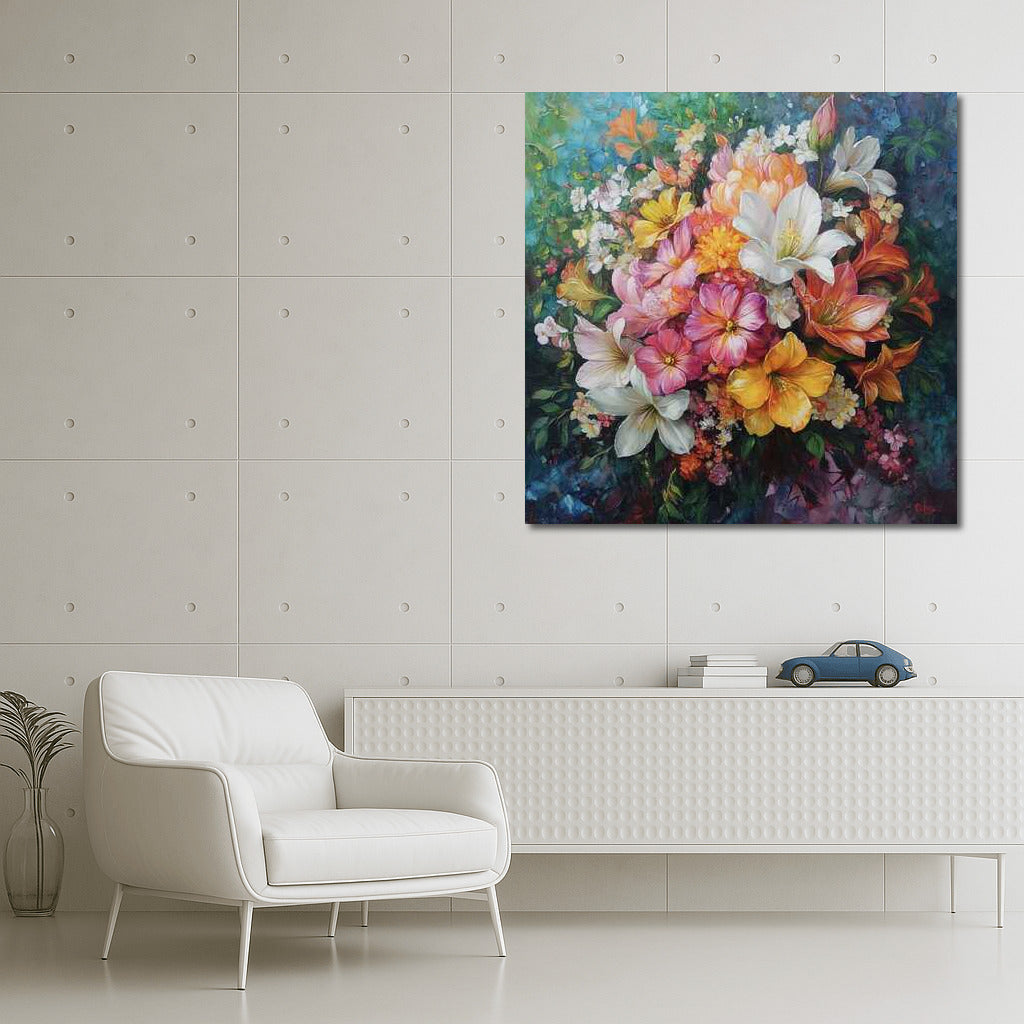 Floral Perfection: Lilies and Peonies in a Bouquet Peint 4