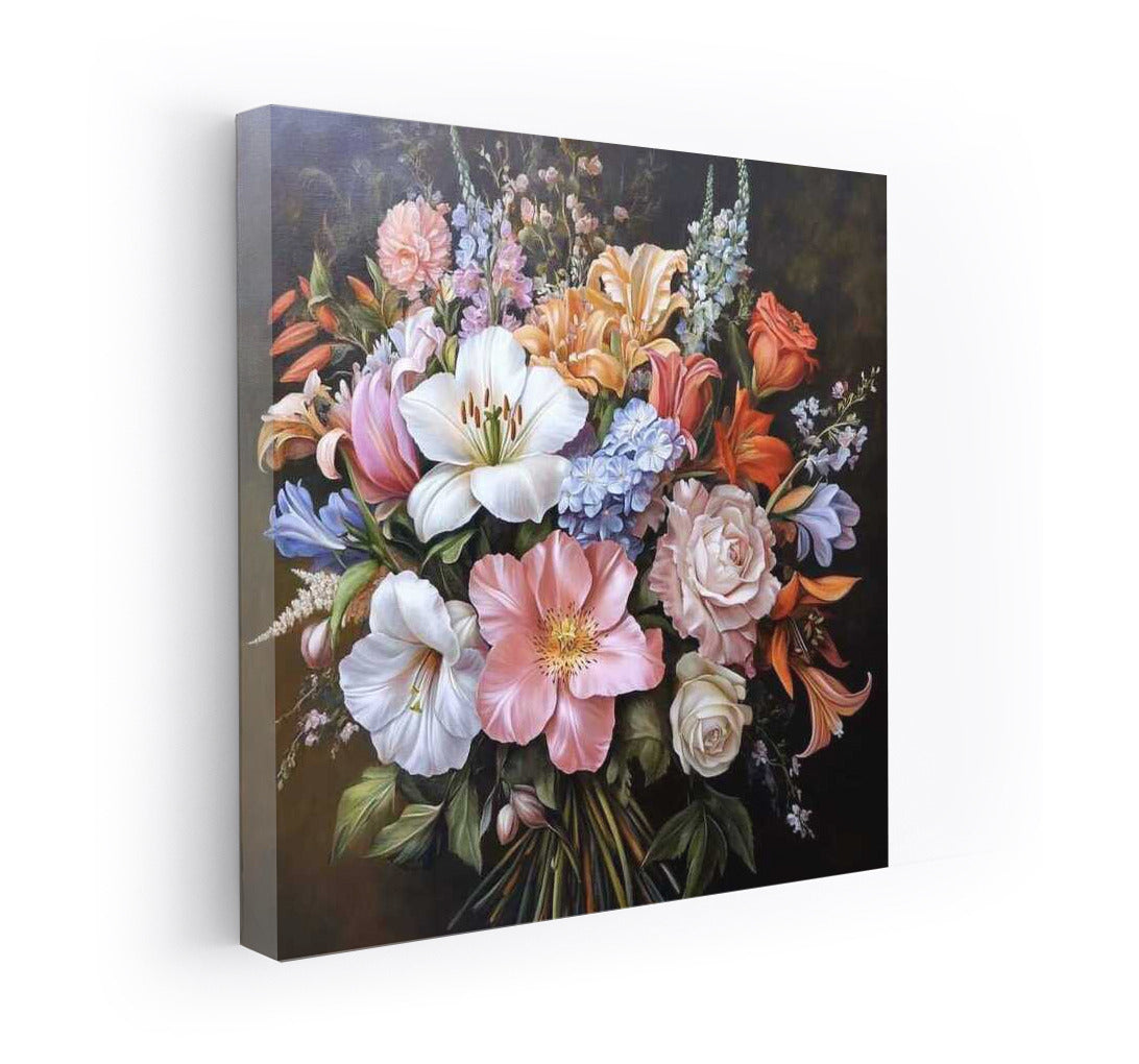 Lush Bouquet: Lilies, Roses and Peonies in Bloom - Flower Bouquet Peint 2