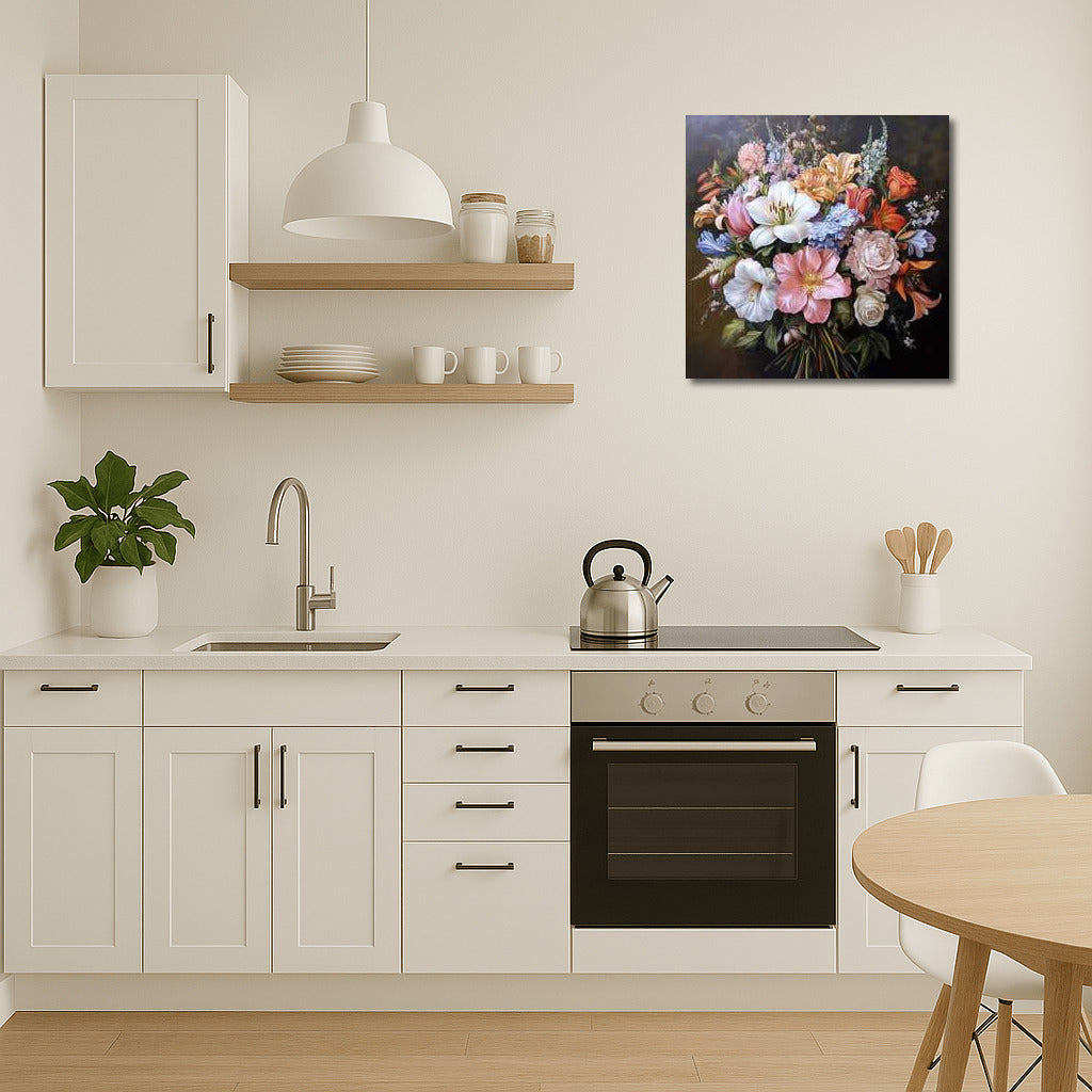 Lush Bouquet: Lilies, Roses and Peonies in Bloom - Flower Bouquet Peint 2