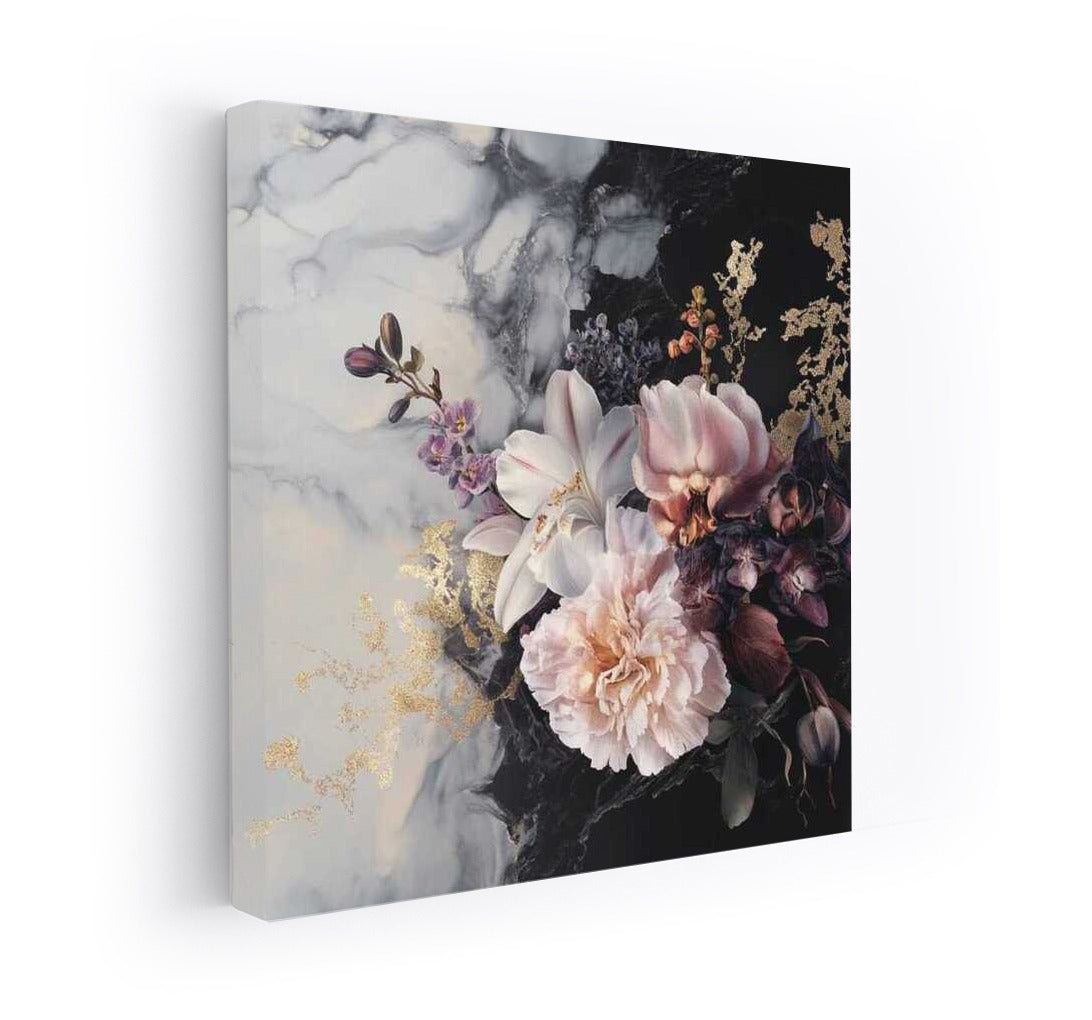 Sarah Bernhardt Peonies and Orchids on Marble: Creative Flower Bouquet 4