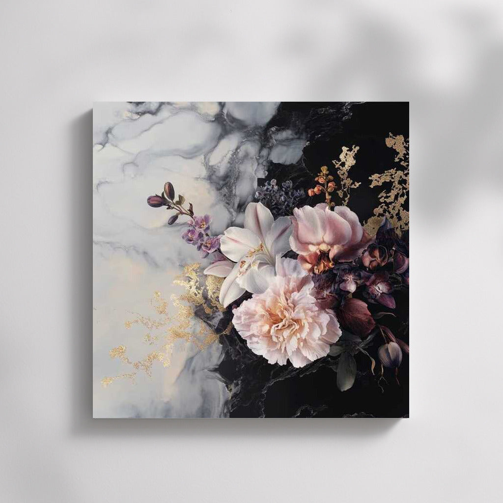 Sarah Bernhardt Peonies and Orchids on Marble: Creative Flower Bouquet 4