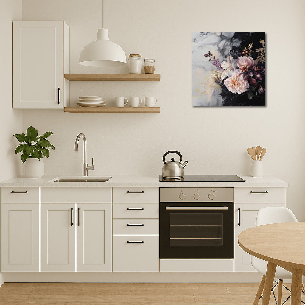 Sarah Bernhardt Peonies and Orchids on Marble: Creative Flower Bouquet 4