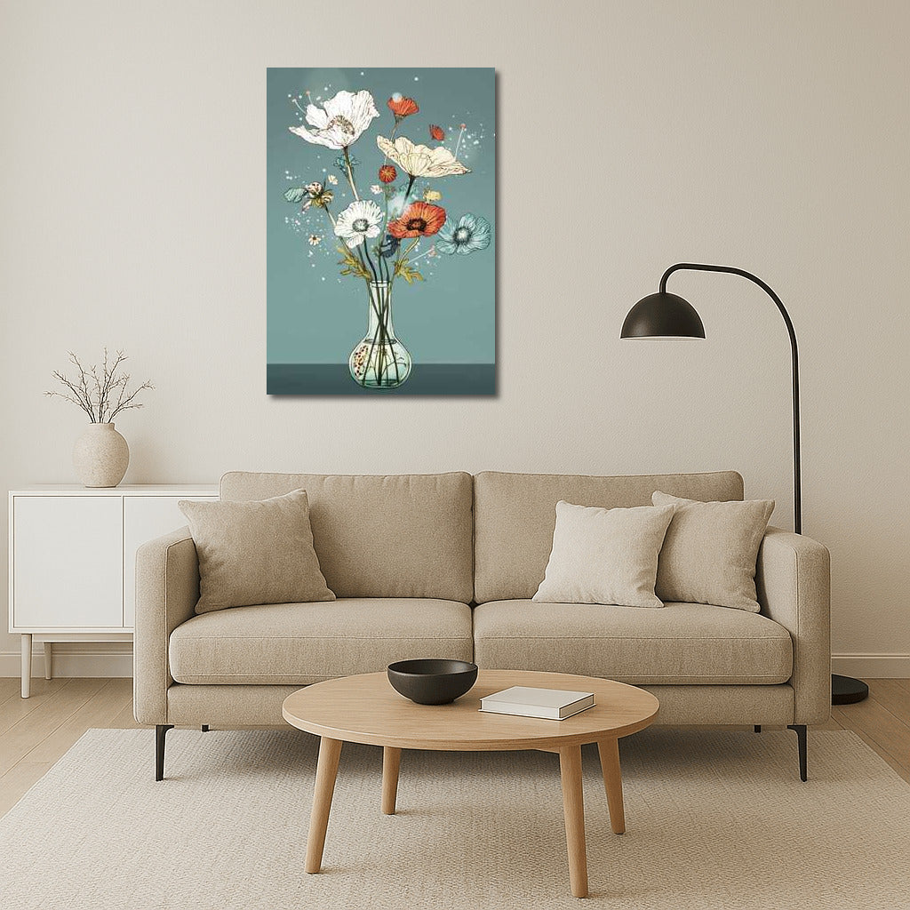 Futuristic Vase with Poppies: Elegance and Tranquility in the Interior