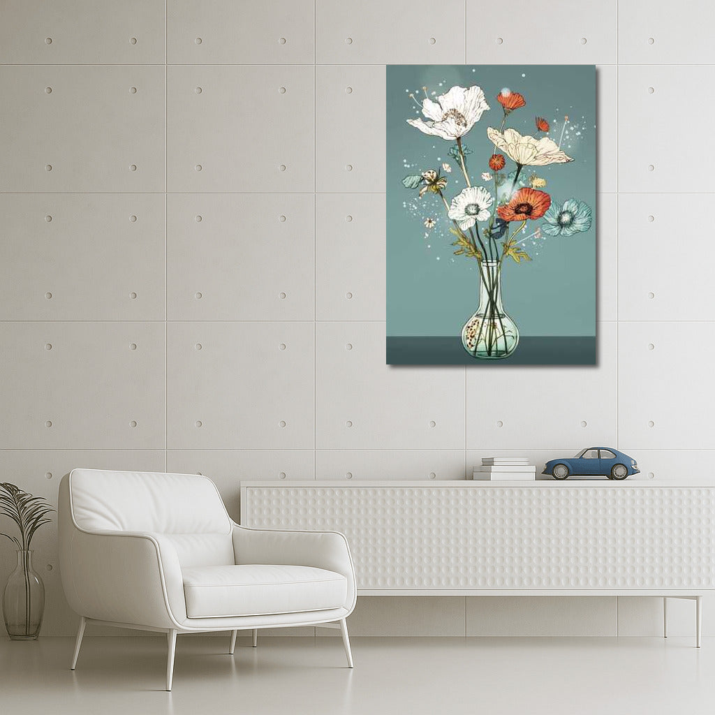 Futuristic Vase with Poppies: Elegance and Tranquility in the Interior