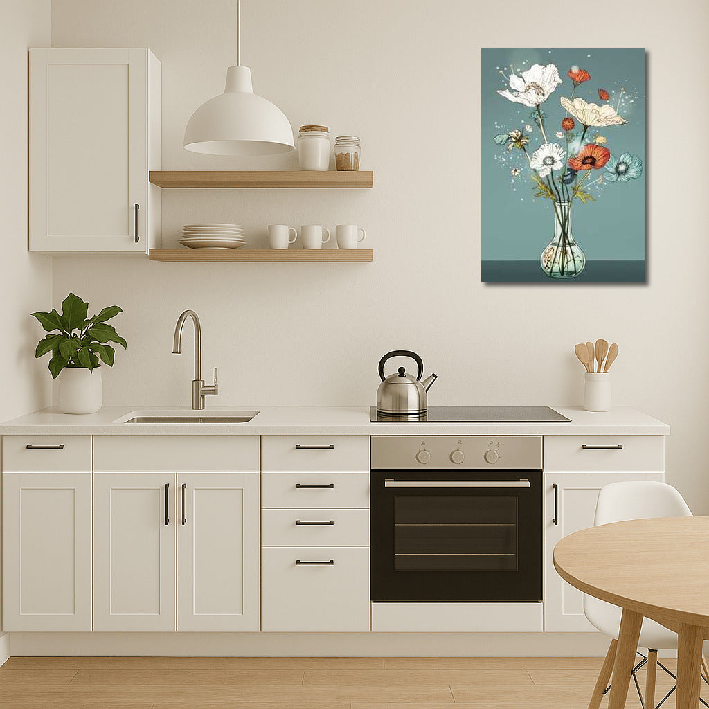 Futuristic Vase with Poppies: Elegance and Tranquility in the Interior