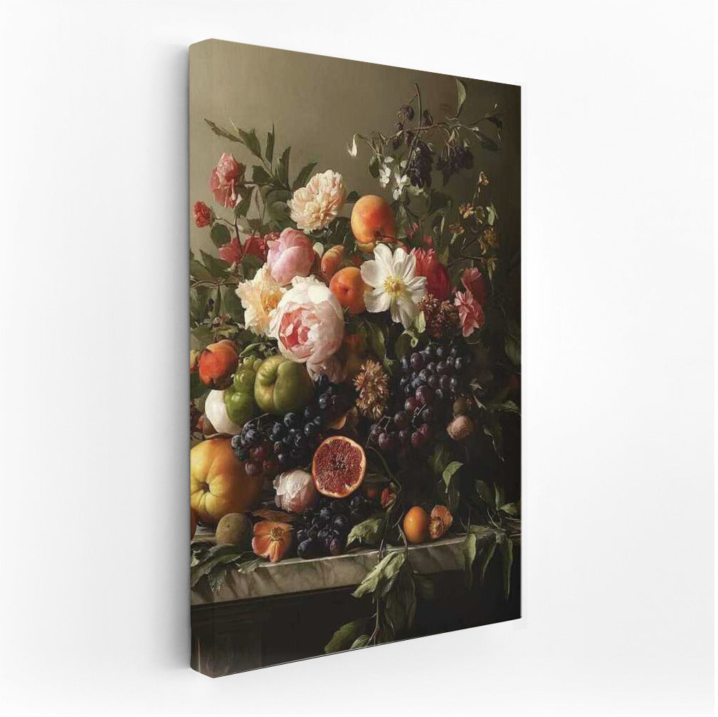 Peonies and Fruits: The Eternal Beauty of Nature