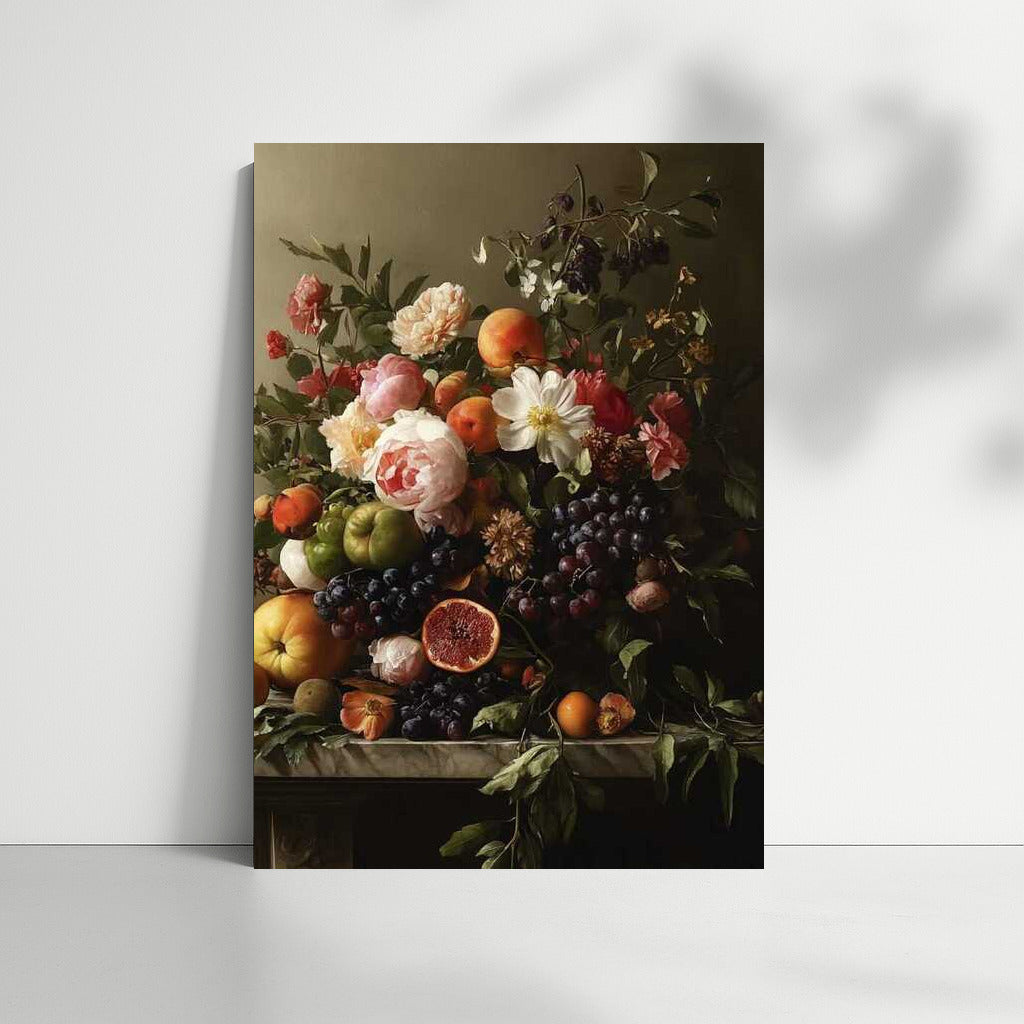 Peonies and Fruits: The Eternal Beauty of Nature