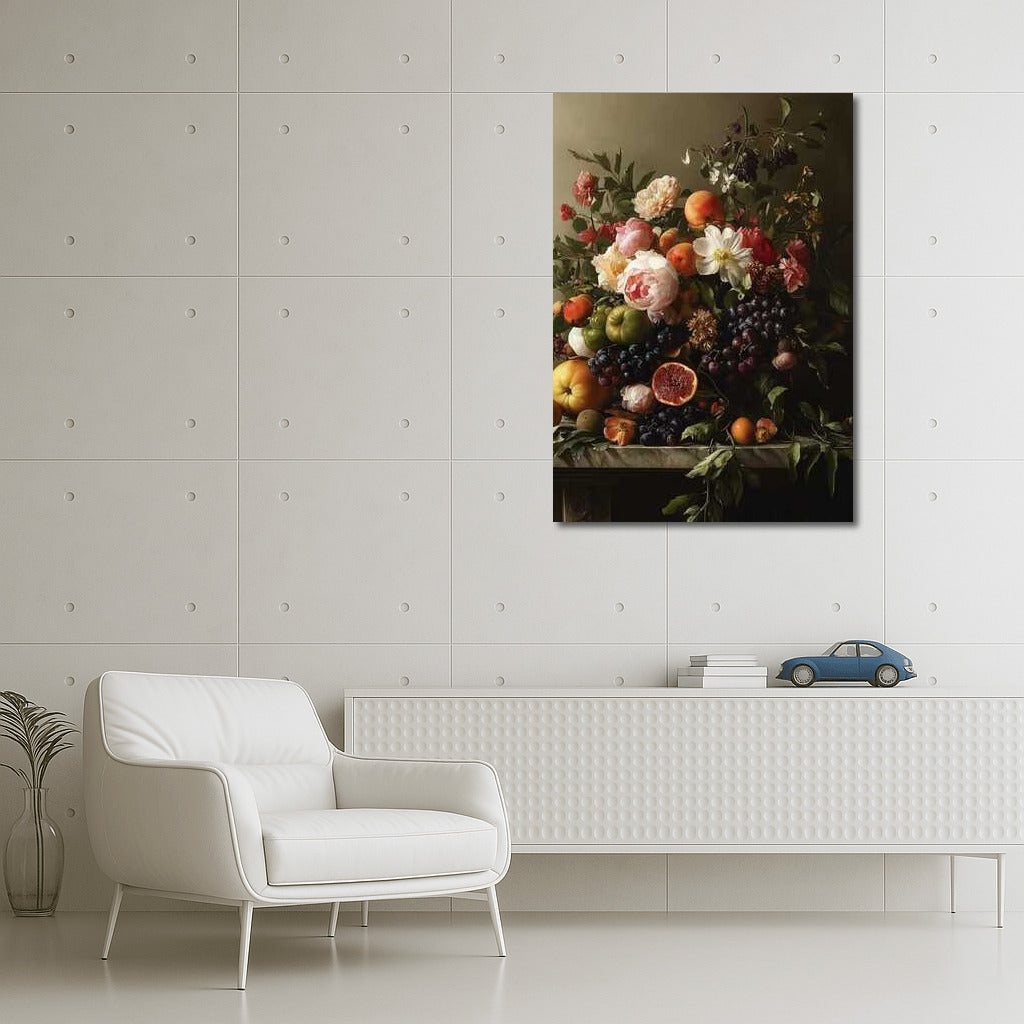 Peonies and Fruits: The Eternal Beauty of Nature