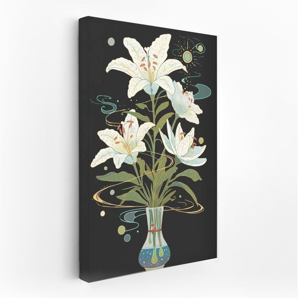 Snow White Lilies in Futuristic Vase 3: Elegance and Style