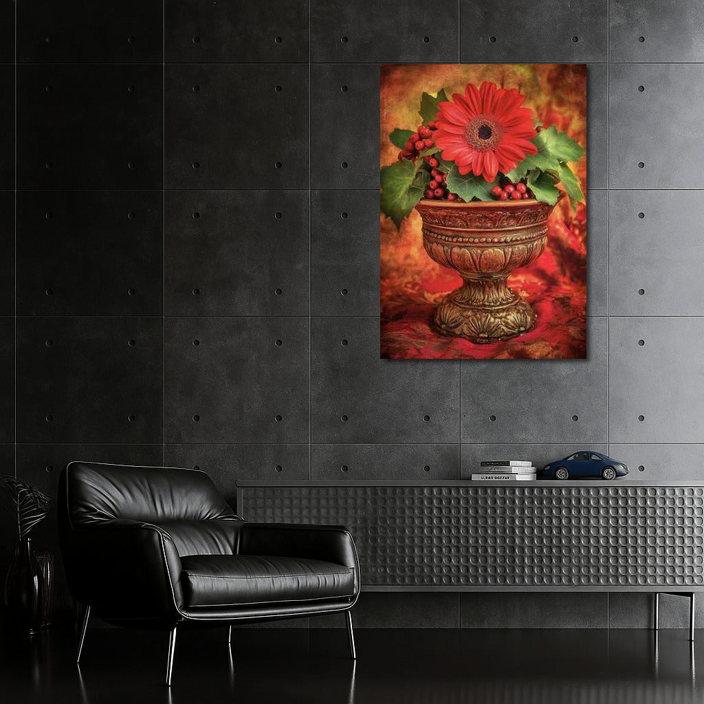 Elegant Red Flower and Berries: Nature in Interior