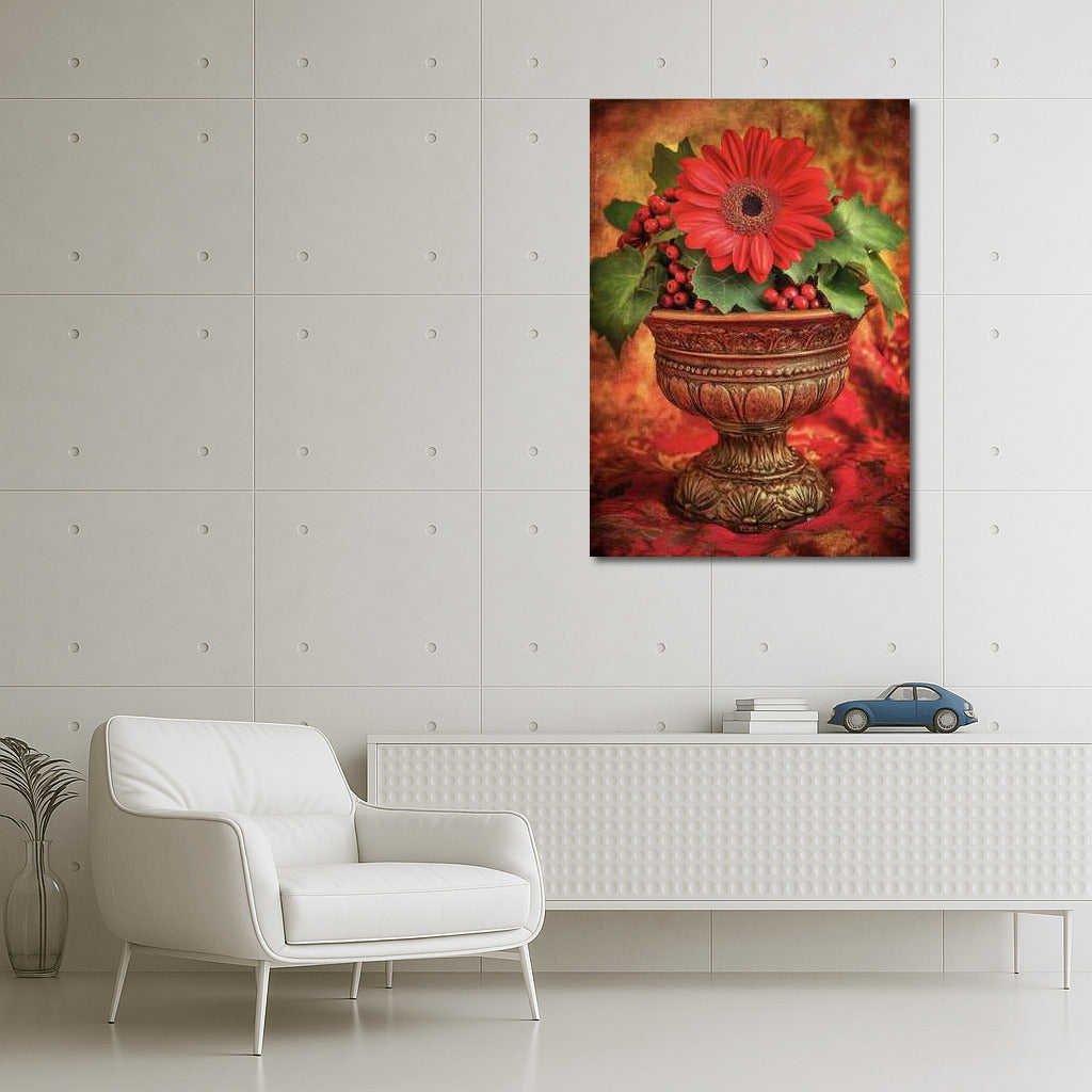 Elegant Red Flower and Berries: Nature in Interior