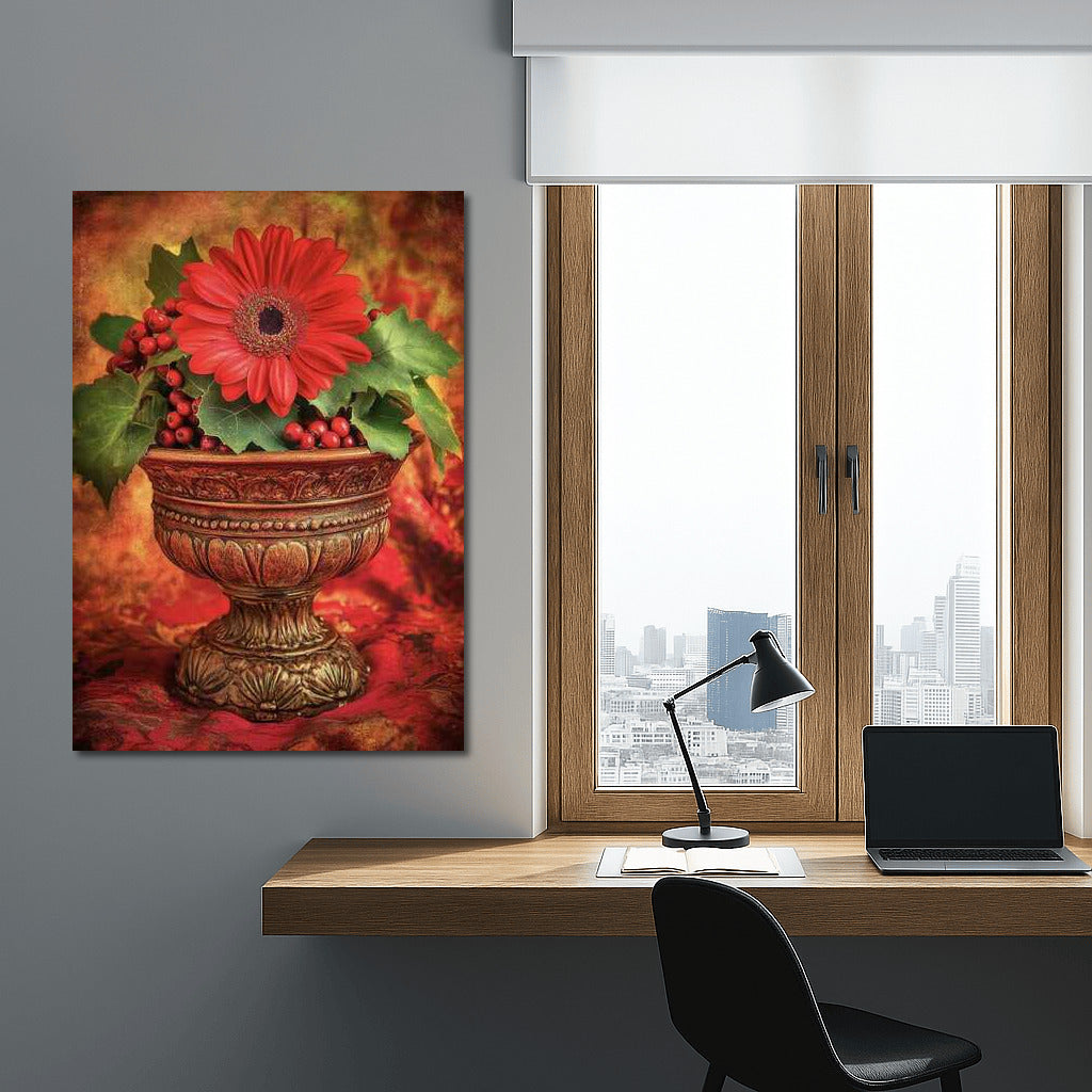 Elegant Red Flower and Berries: Nature in Interior