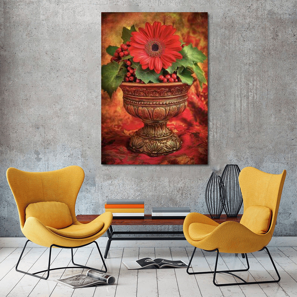 Elegant Red Flower and Berries: Nature in Interior