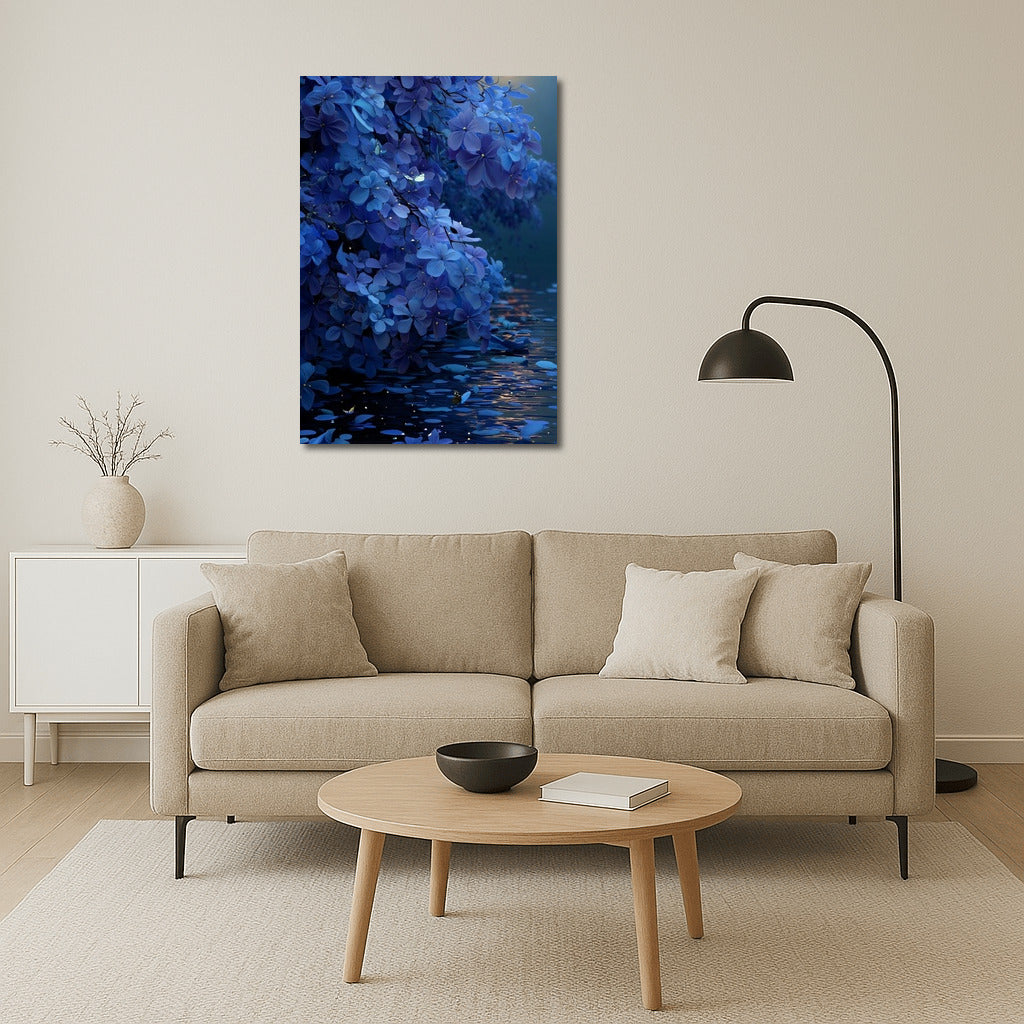 Hydrangea in Moonlight: Floral Symphony on Water