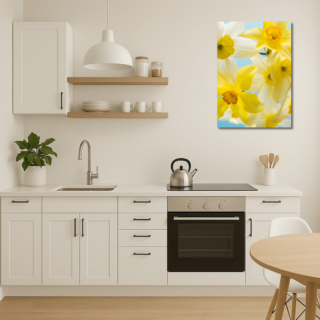 Daffodils 'Tete-a-Tete' on Blue Background: Spring Inspiration