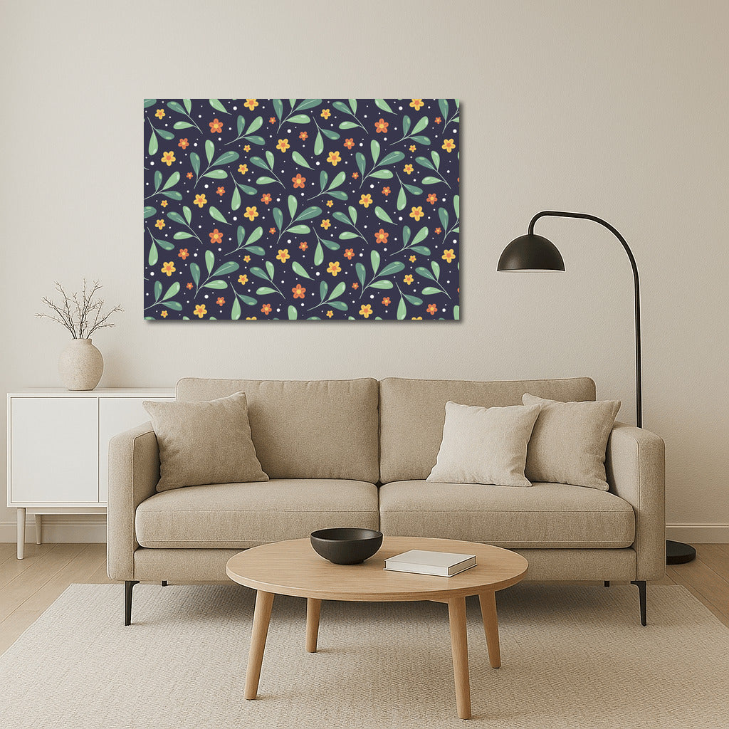 Orange Gerberas on Blue Background: Floral Wall Decoration for Cozy Interior