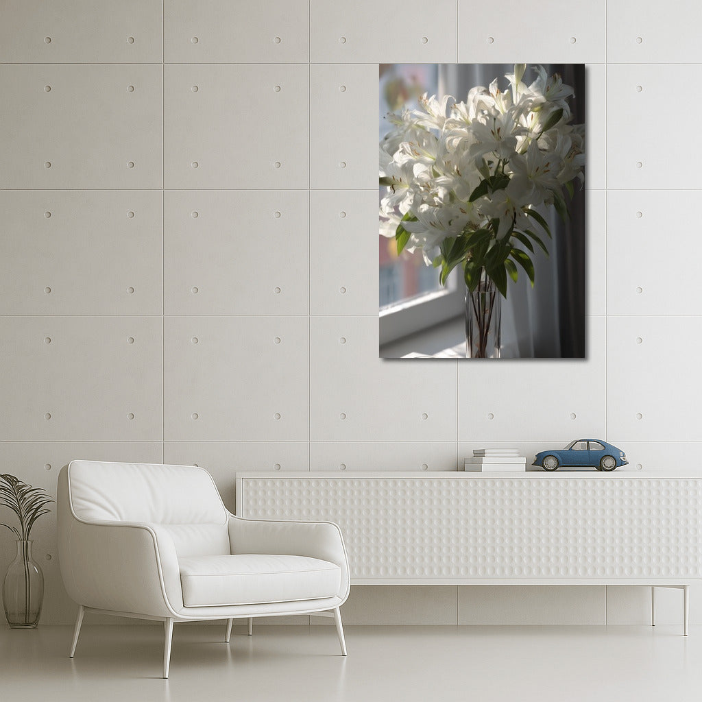 Morning White Lilies: Elegant Flowers in the Sunlight