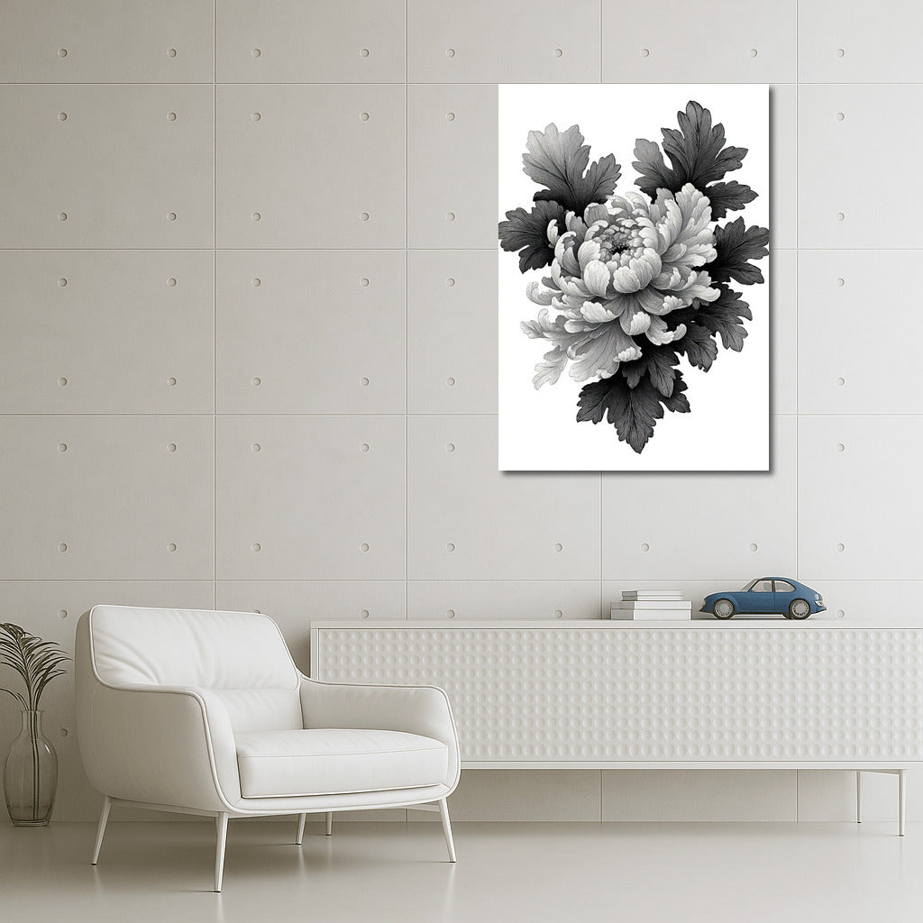 Black and White Chrysanthemum: Elegant Floral Perfection