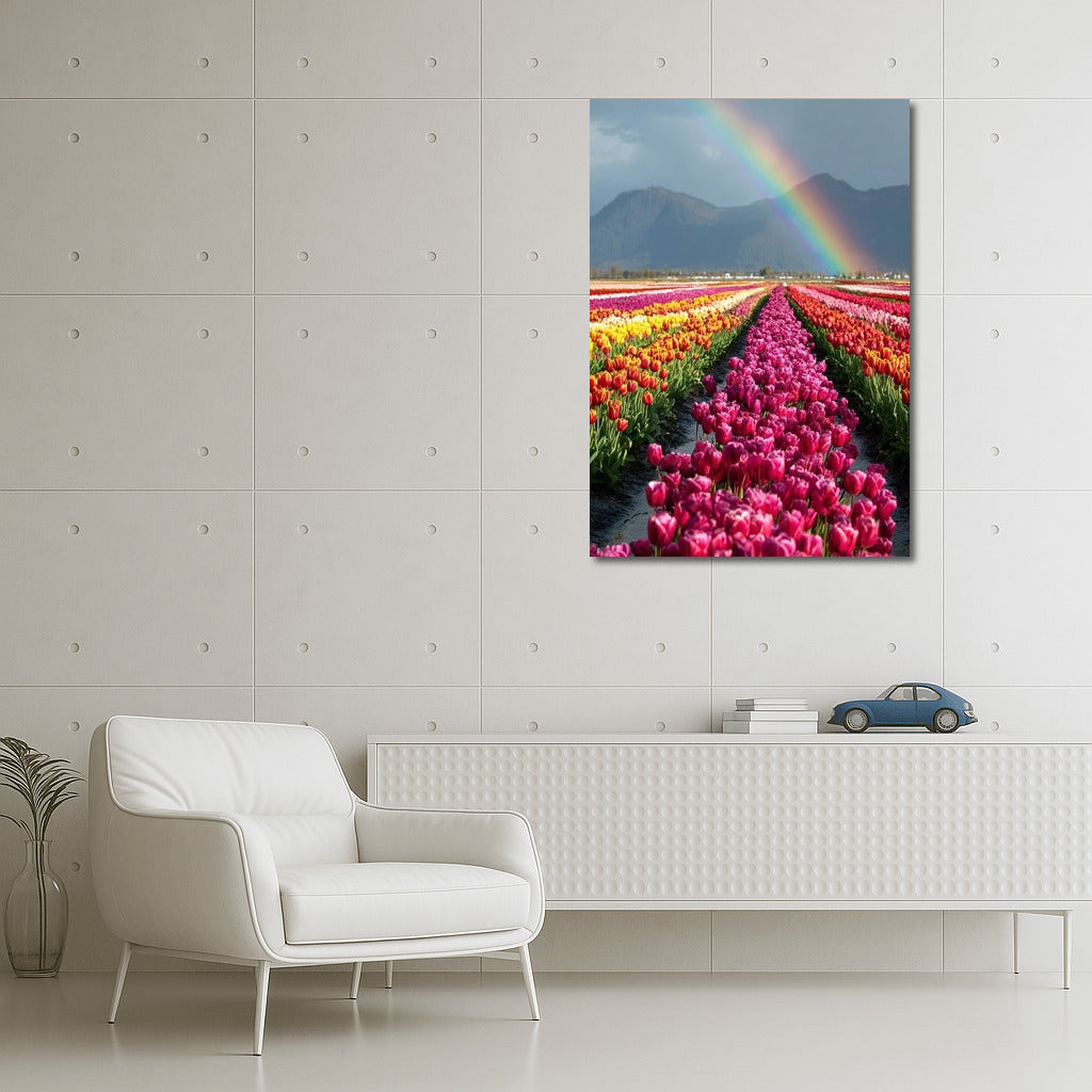 Tulips Triumph Under Rainbow Skies: Spring Floral Charm