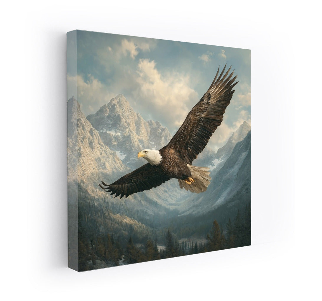 Proud Eagle in Flight over Majestic Mountains