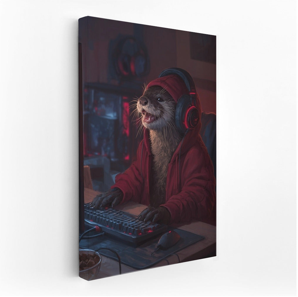 Otter Gamer in Hoodie: Thrill of Virtual Adventures