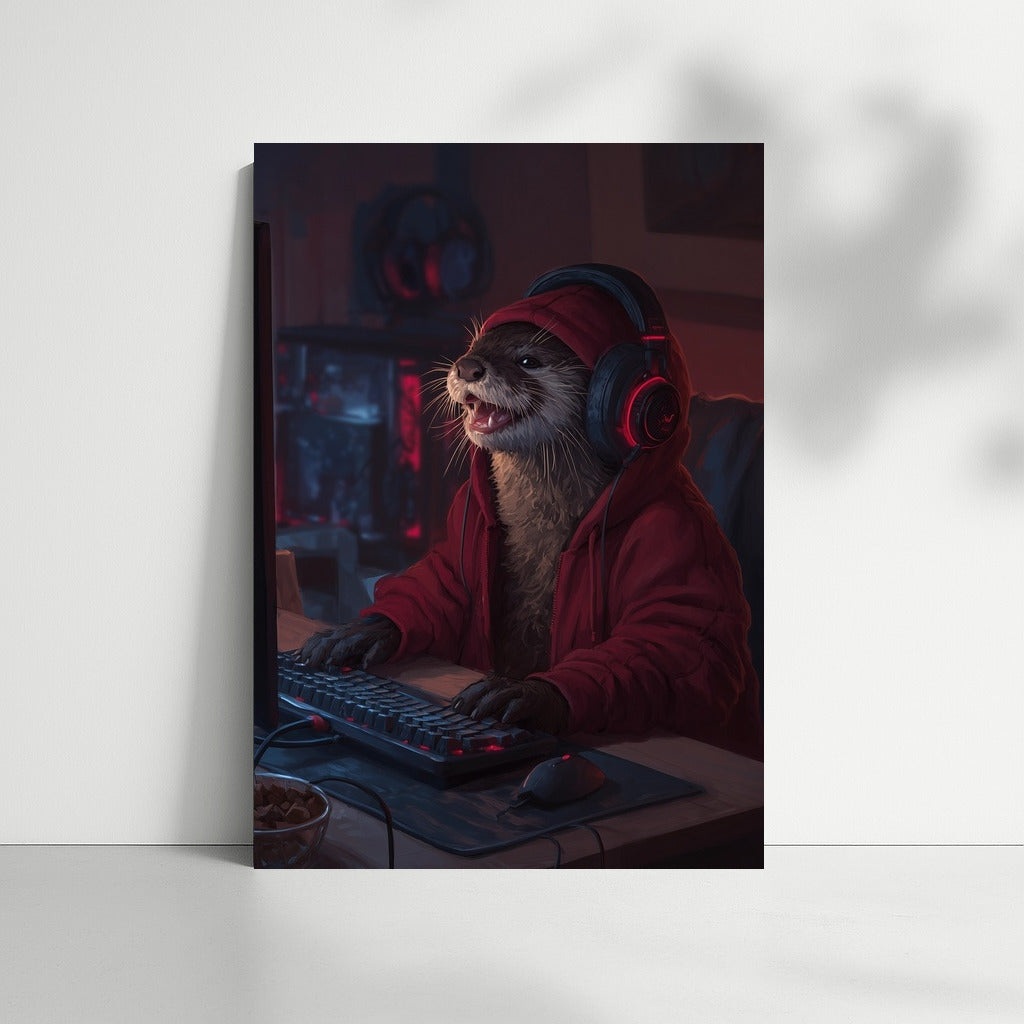 Otter Gamer in Hoodie: Thrill of Virtual Adventures