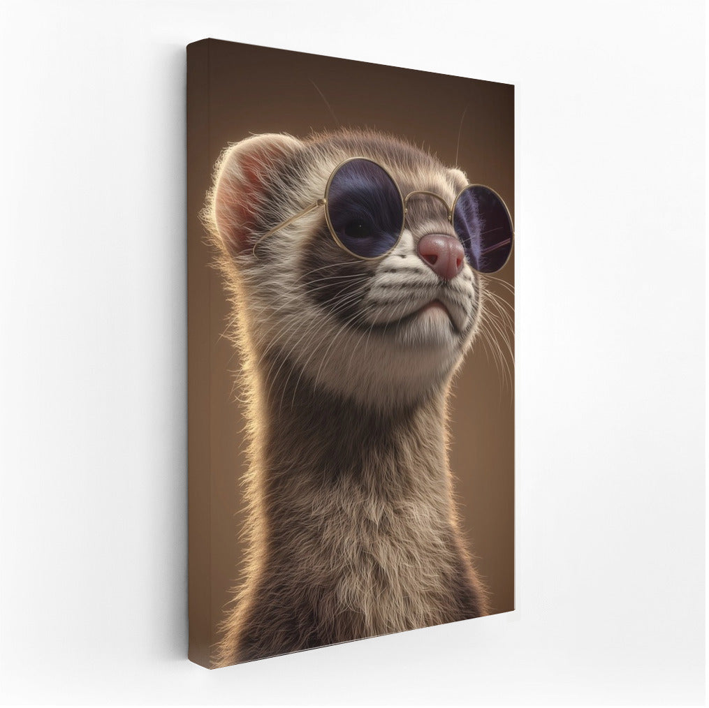 Charismatic Ferret in Glasses: Stylish Accent for Interior
