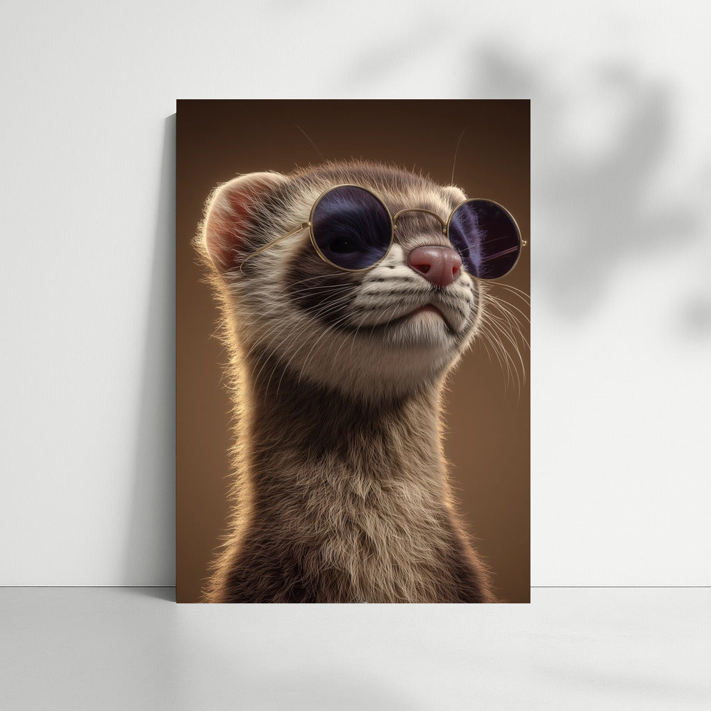 Charismatic Ferret in Glasses: Stylish Accent for Interior