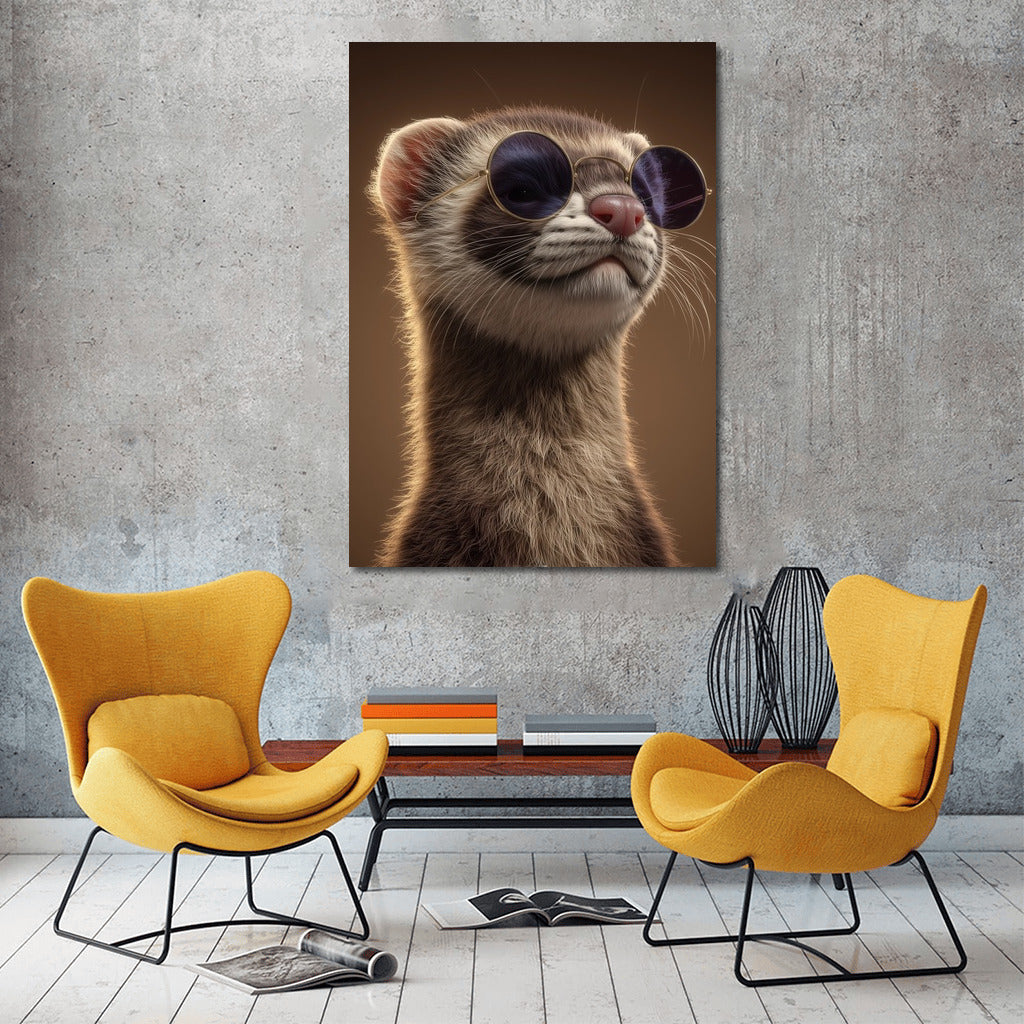 Charismatic Ferret in Glasses: Stylish Accent for Interior