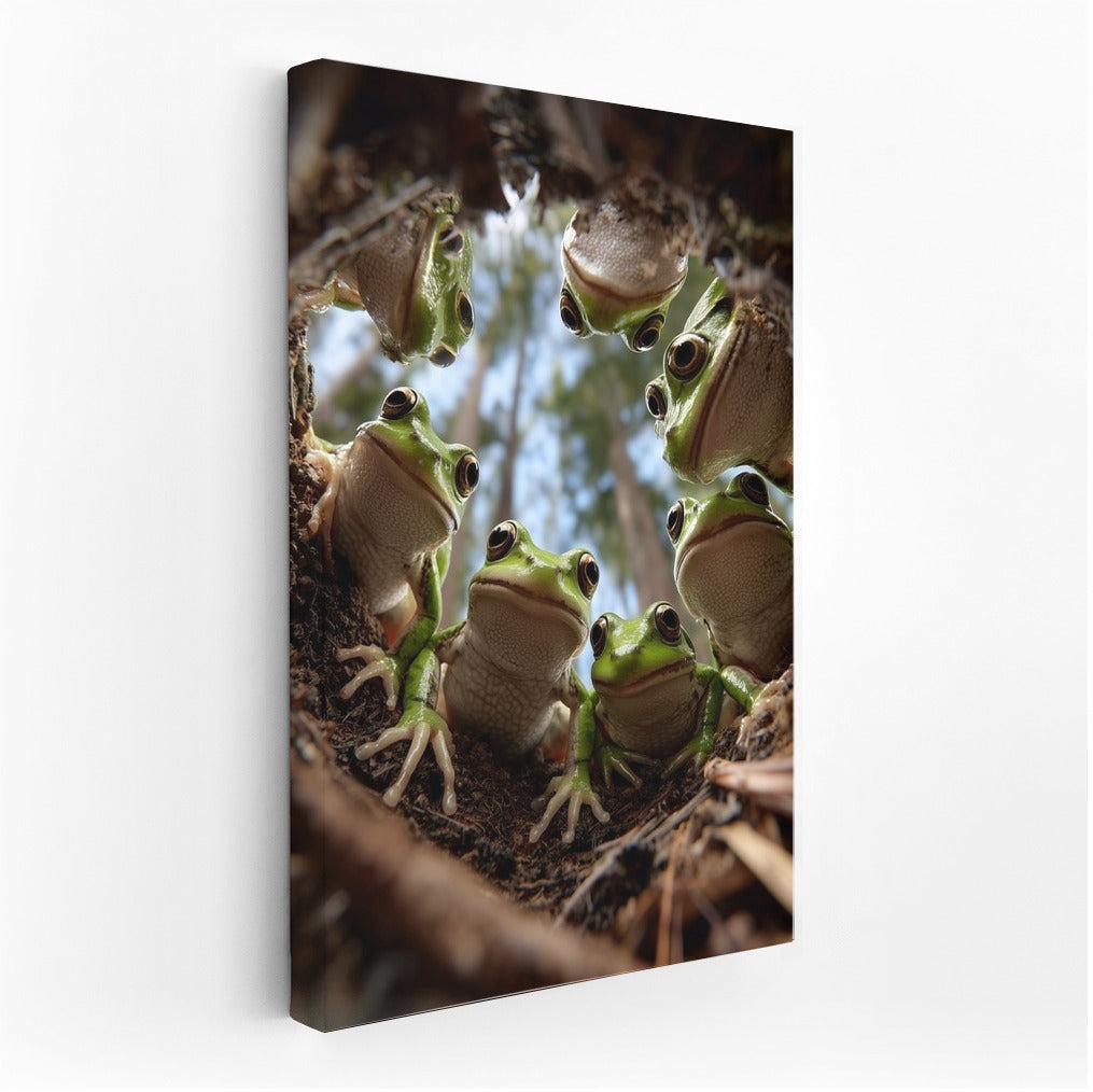 Surreal Green Frogs in the Magic Circle