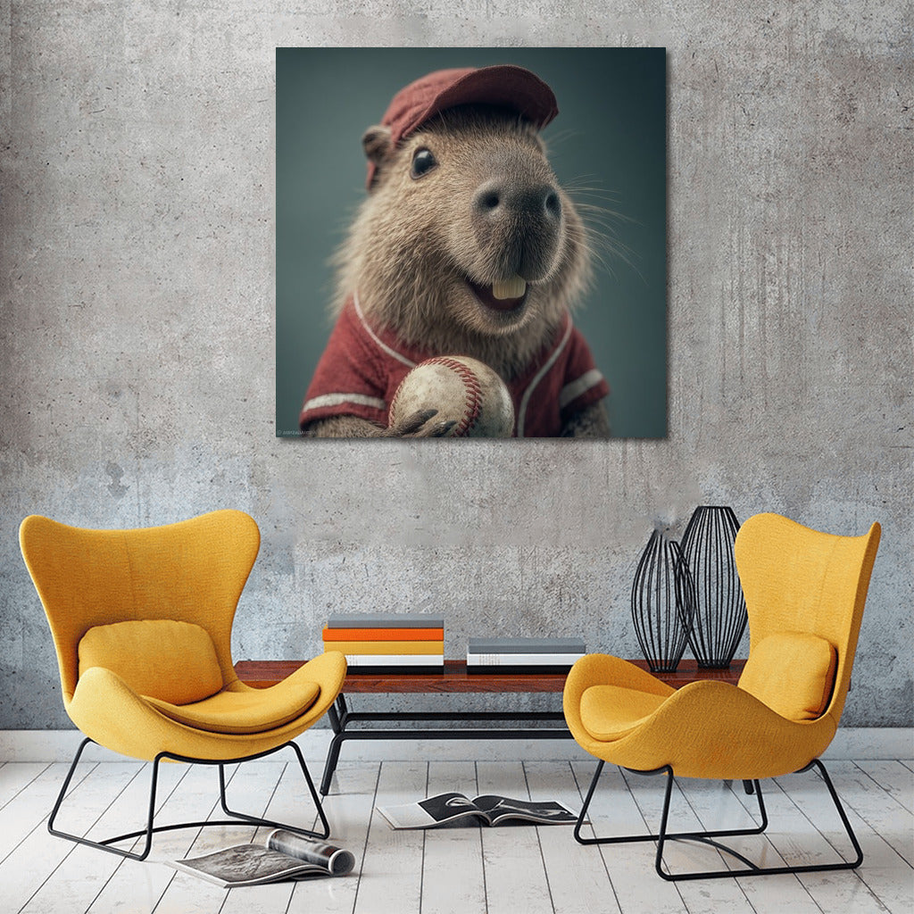 Capybara on the Baseball Field: Playful Decor for Your Interior