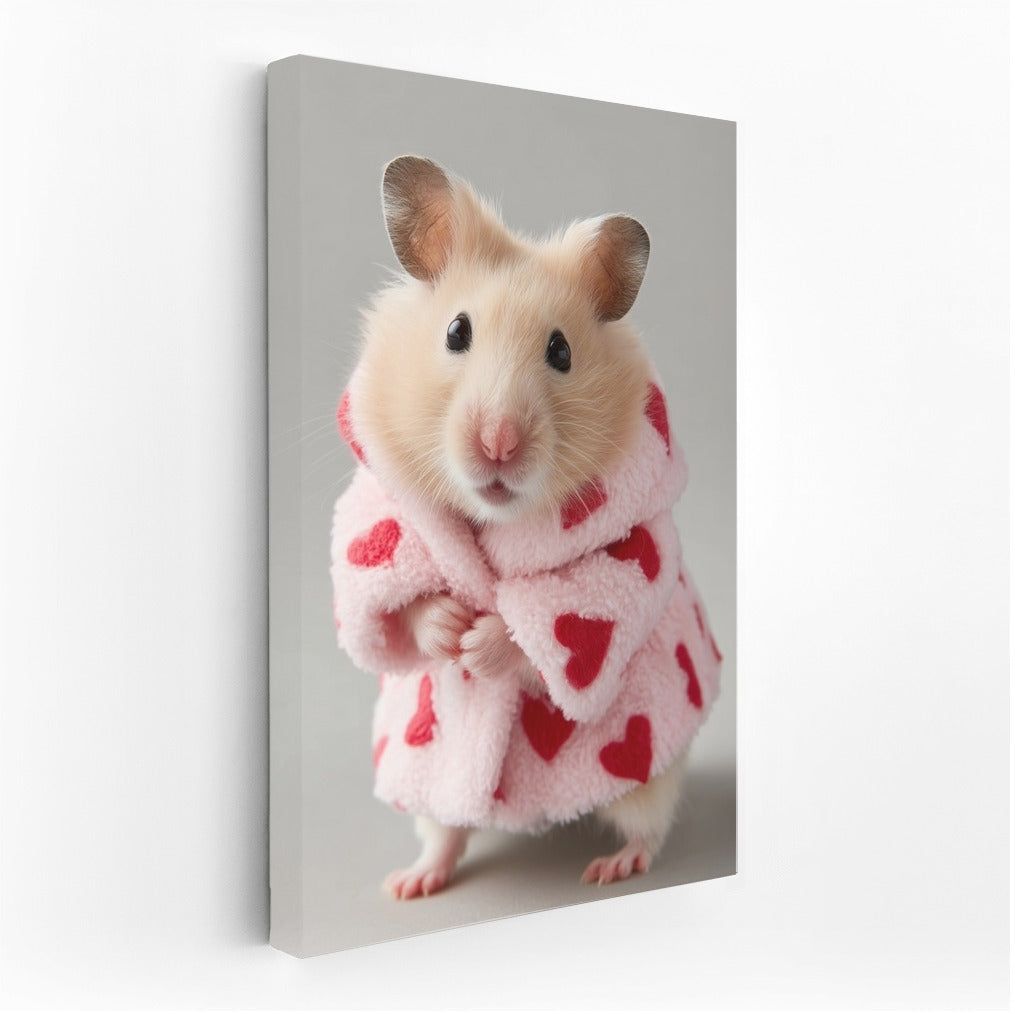 Fashionable Hamster in a Coat with Hearts for the Interior