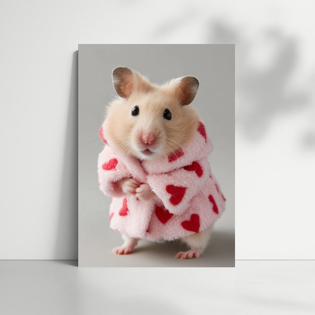 Fashionable Hamster in a Coat with Hearts for the Interior